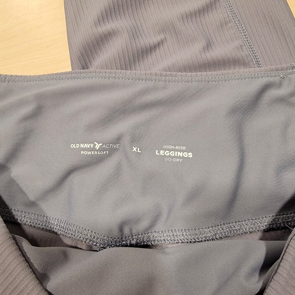 Old Navy High Rise Gray Active PowerPoint Leggings Go-Dry XL - Picture 3 of 4